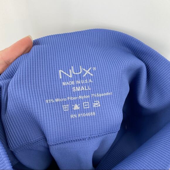 Nux Womens Moderate Compression Cropped Leggings Blue Violet Ribbed Size Small S - Picture 7 of 8